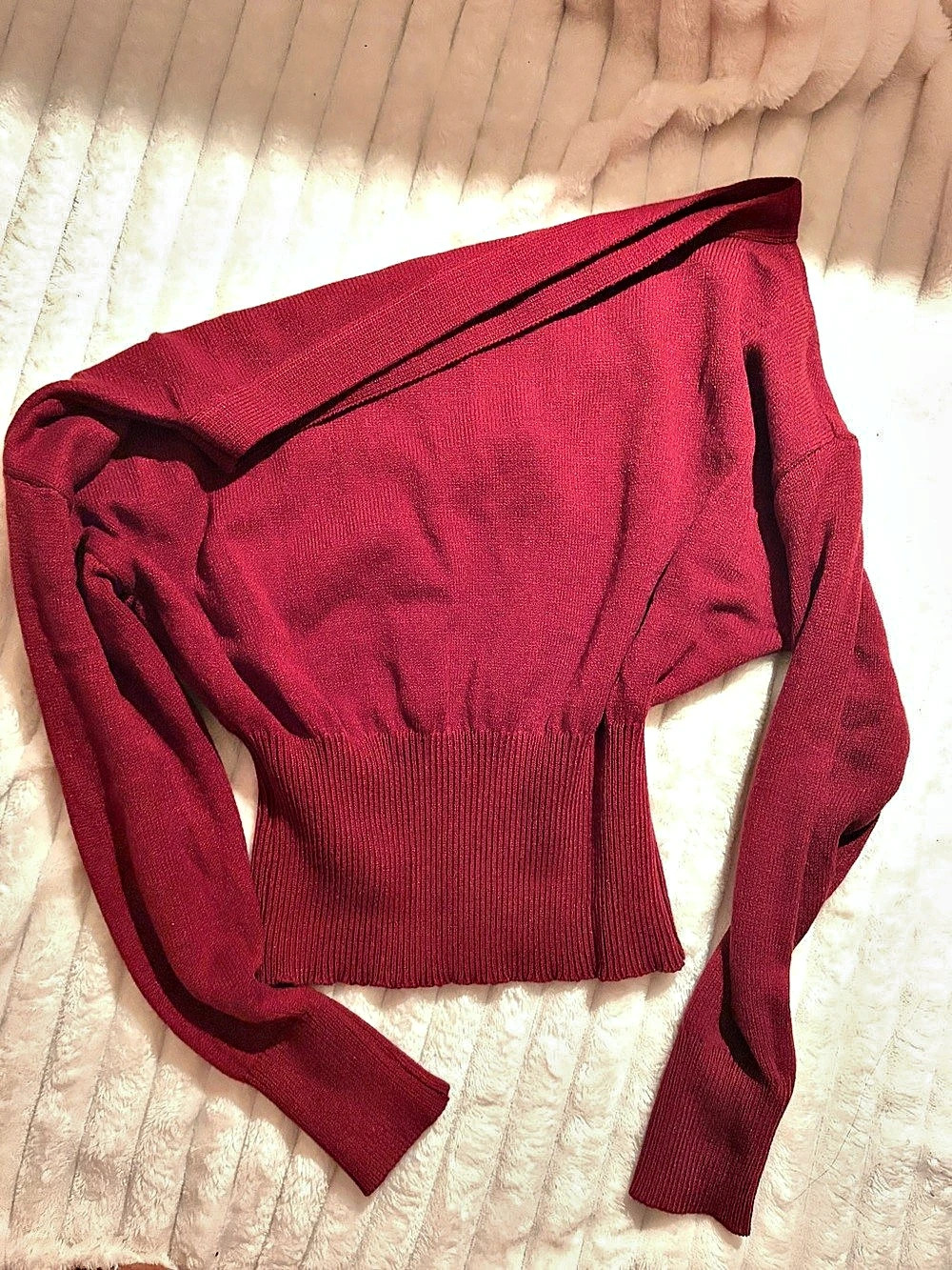 Off-Shoulder Red Sweater